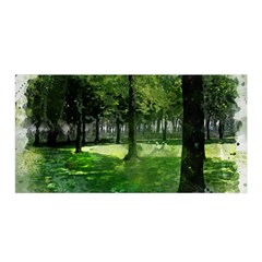 Beeches Trees Tree Lawn Forest Nature Satin Wrap 35  X 70  by Wegoenart