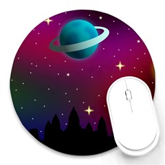 Asteroid Comet Star Space Aurora Round Mousepad by Wegoenart