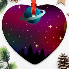 Asteroid Comet Star Space Aurora Ornament (heart) by Wegoenart