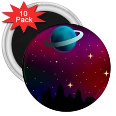 Asteroid Comet Star Space Aurora 3  Magnets (10 Pack)  by Wegoenart