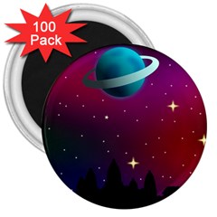 Asteroid Comet Star Space Aurora 3  Magnets (100 Pack) by Wegoenart