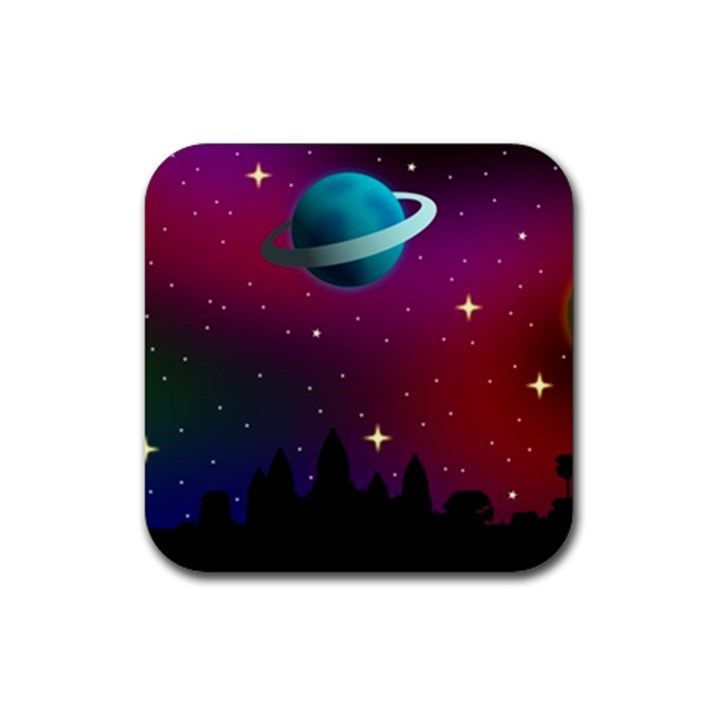 Asteroid Comet Star Space Aurora Rubber Coaster (Square)