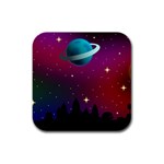 Asteroid Comet Star Space Aurora Rubber Square Coaster (4 pack) Front