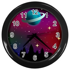 Asteroid Comet Star Space Aurora Wall Clock (black) by Wegoenart