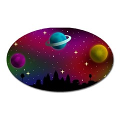 Asteroid Comet Star Space Aurora Oval Magnet by Wegoenart