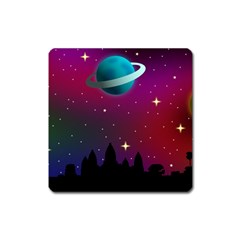 Asteroid Comet Star Space Aurora Square Magnet by Wegoenart