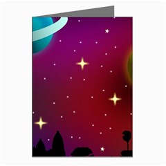 Asteroid Comet Star Space Aurora Greeting Cards (pkg Of 8) by Wegoenart