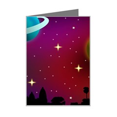 Asteroid Comet Star Space Aurora Mini Greeting Card by Wegoenart