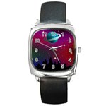 Asteroid Comet Star Space Aurora Square Metal Watch Front