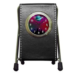 Asteroid Comet Star Space Aurora Pen Holder Desk Clock by Wegoenart