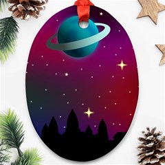 Asteroid Comet Star Space Aurora Oval Ornament (two Sides) by Wegoenart