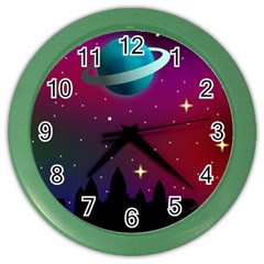 Asteroid Comet Star Space Aurora Color Wall Clock by Wegoenart