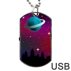 Asteroid Comet Star Space Aurora Dog Tag Usb Flash (two Sides) by Wegoenart