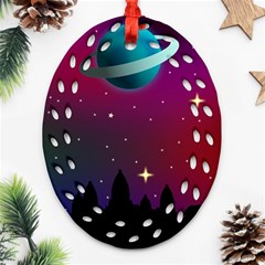 Asteroid Comet Star Space Aurora Oval Filigree Ornament (two Sides) by Wegoenart