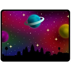 Asteroid Comet Star Space Aurora Double Sided Fleece Blanket (large)  by Wegoenart