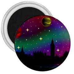 Illustration Clock Asteroid Comet Galaxy 3  Magnets by Wegoenart