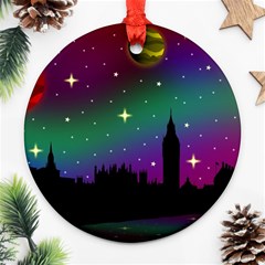 Illustration Clock Asteroid Comet Galaxy Ornament (round) by Wegoenart