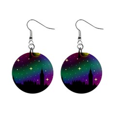 Illustration Clock Asteroid Comet Galaxy Mini Button Earrings by Wegoenart