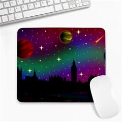 Illustration Clock Asteroid Comet Galaxy Large Mousepad by Wegoenart