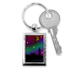 Illustration Clock Asteroid Comet Galaxy Key Chain (rectangle) by Wegoenart