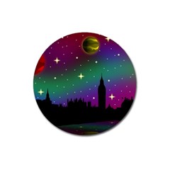 Illustration Clock Asteroid Comet Galaxy Magnet 3  (round) by Wegoenart