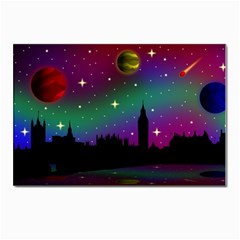 Illustration Clock Asteroid Comet Galaxy Postcard 4 x 6  (pkg Of 10) by Wegoenart