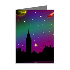 Illustration Clock Asteroid Comet Galaxy Mini Greeting Card by Wegoenart