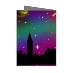 Illustration Clock Asteroid Comet Galaxy Mini Greeting Cards (pkg Of 8) by Wegoenart