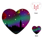 Illustration Clock Asteroid Comet Galaxy Playing Cards Single Design (Heart) Front