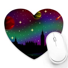 Illustration Clock Asteroid Comet Galaxy Heart Mousepad by Wegoenart