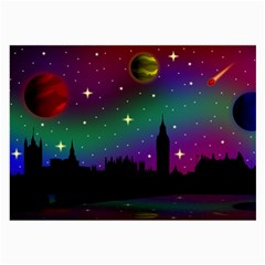 Illustration Clock Asteroid Comet Galaxy Large Glasses Cloth (2 Sides) by Wegoenart