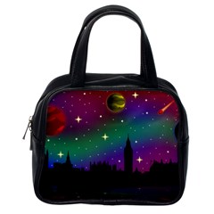 Illustration Clock Asteroid Comet Galaxy Classic Handbag (one Side) by Wegoenart