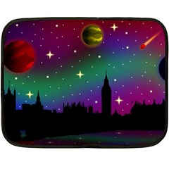 Illustration Clock Asteroid Comet Galaxy Fleece Blanket (mini) by Wegoenart