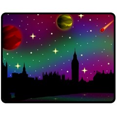 Illustration Clock Asteroid Comet Galaxy Fleece Blanket (medium)  by Wegoenart