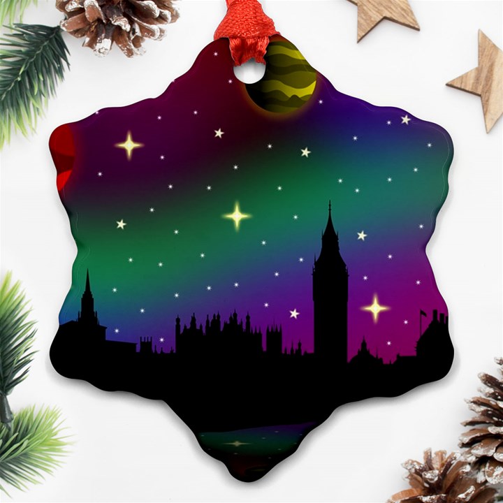 Illustration Clock Asteroid Comet Galaxy Ornament (Snowflake)