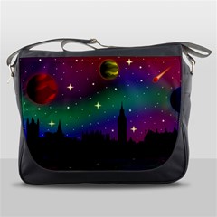 Illustration Clock Asteroid Comet Galaxy Messenger Bag by Wegoenart