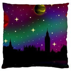 Illustration Clock Asteroid Comet Galaxy Large Cushion Case (one Side) by Wegoenart