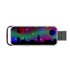 Illustration Clock Asteroid Comet Galaxy Portable Usb Flash (one Side) by Wegoenart