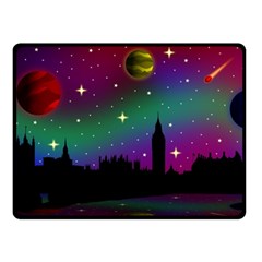 Illustration Clock Asteroid Comet Galaxy Double Sided Fleece Blanket (small)  by Wegoenart