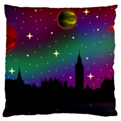 Illustration Clock Asteroid Comet Galaxy Large Flano Cushion Case (one Side) by Wegoenart