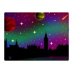 Illustration Clock Asteroid Comet Galaxy Double Sided Flano Blanket (mini)  by Wegoenart