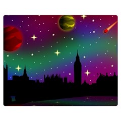 Illustration Clock Asteroid Comet Galaxy Double Sided Flano Blanket (medium)  by Wegoenart