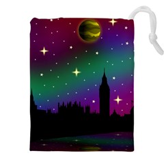 Illustration Clock Asteroid Comet Galaxy Drawstring Pouch (5xl) by Wegoenart