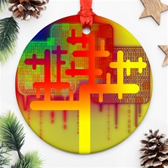 Code Binary System Round Ornament (two Sides) by Wegoenart