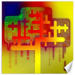 Code Binary System Canvas 16  X 16  by Wegoenart