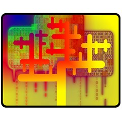 Code Binary System Fleece Blanket (medium)  by Wegoenart