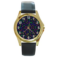 Number Digit Learning Education Round Gold Metal Watch by Wegoenart