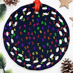 Number Digit Learning Education Round Filigree Ornament (two Sides) by Wegoenart