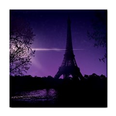 Eiffel Tower Paris-nigh Silhouette Tile Coaster by Wegoenart