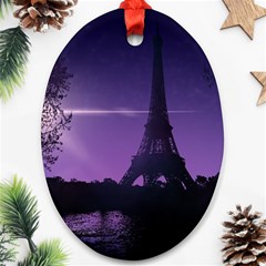 Eiffel Tower Paris-nigh Silhouette Ornament (oval) by Wegoenart